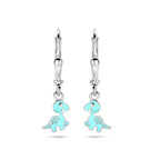 oorhangers emaille dino brisur haak 23 mm zilver gerhodineerd