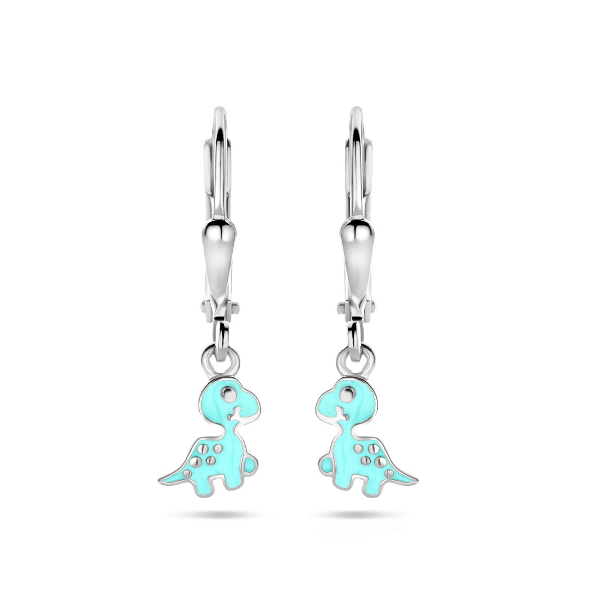 Ohrhänger Emaille Dino Brisurhaken 23 mm Silber rhodiniert