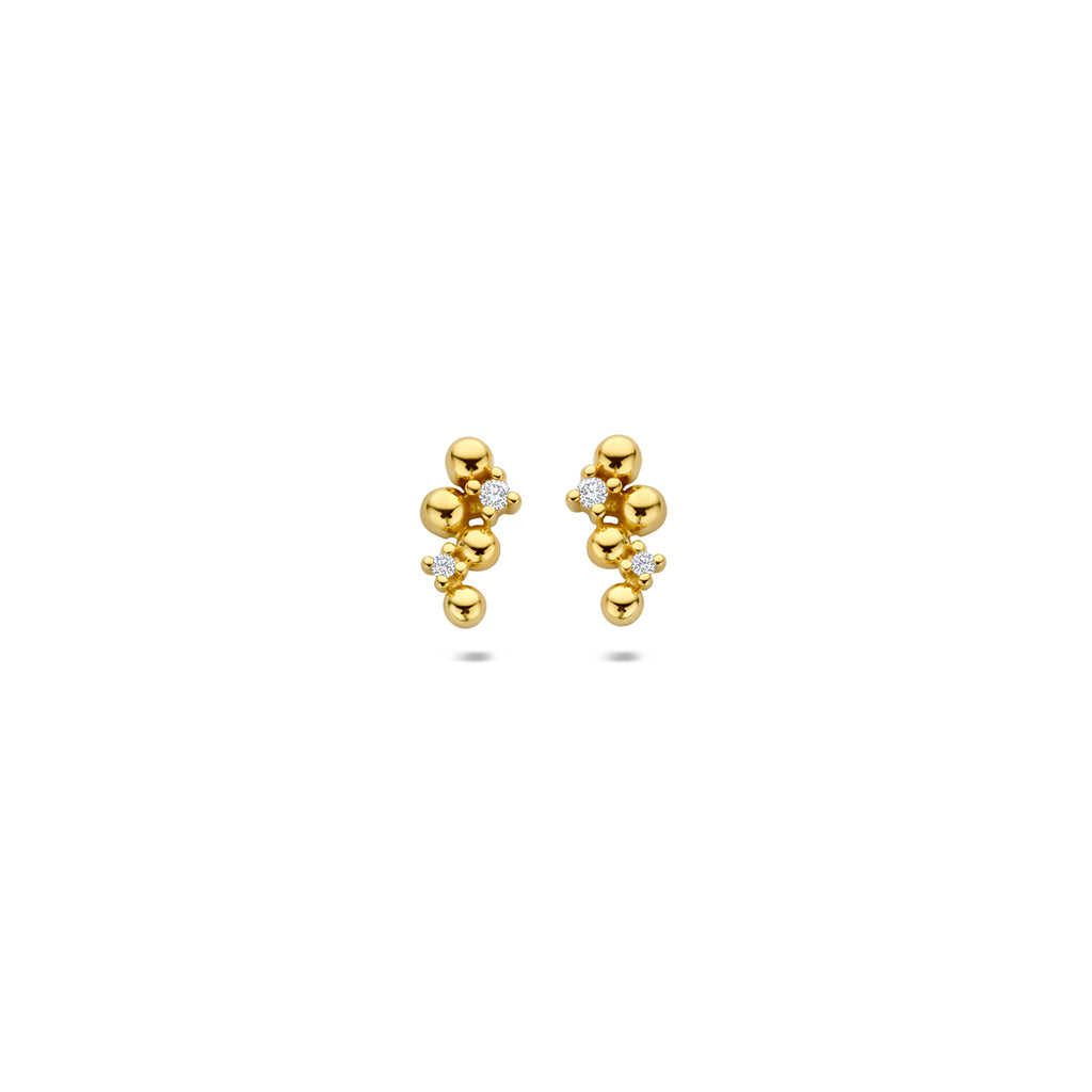 oorknoppen diamant 0.03ct (2x 0.015ct) h p 8,5 mm 14K geelgoud