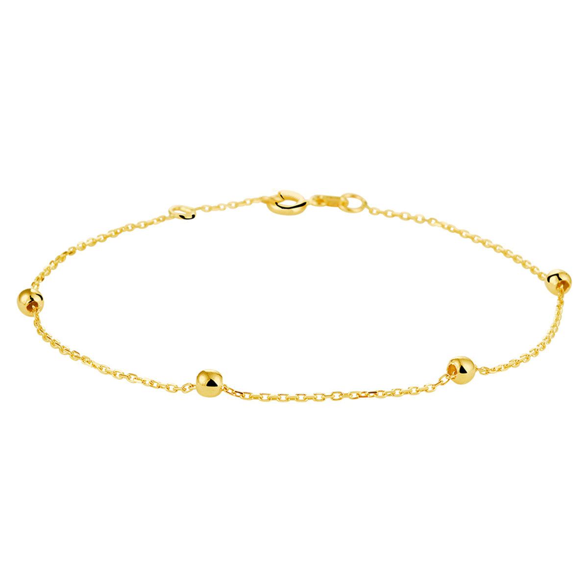 Armband Anker und Kugeln 1,0 mm 17,5 - 18,5 cm 14K Gelbgold