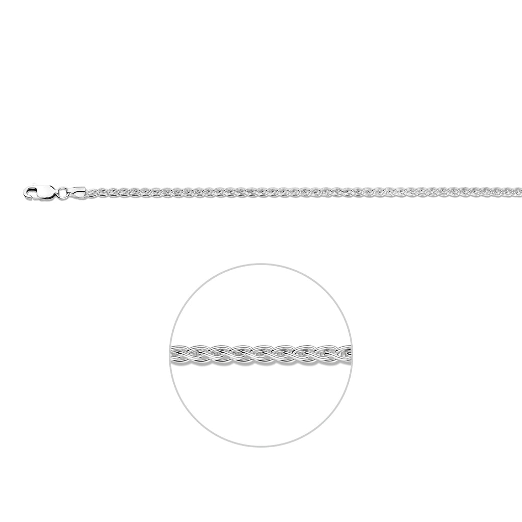 Fuchsschwanzkette rund 2,5 mm Silber weiß
