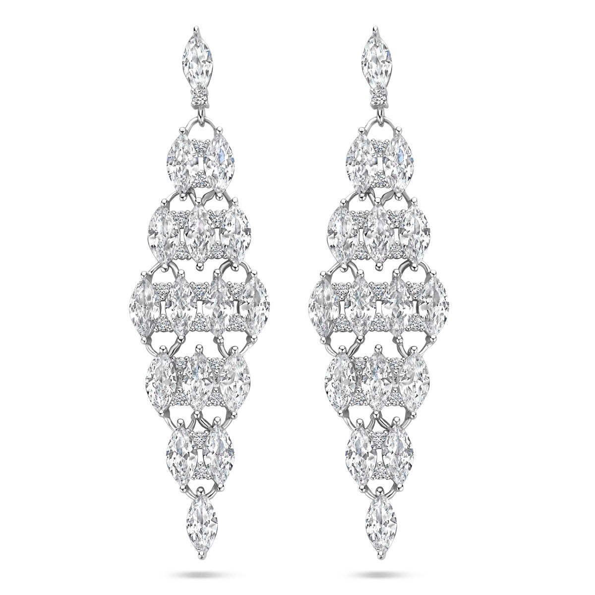 Ohrhänger Zirkonia 50 mm Silber rhodiniert