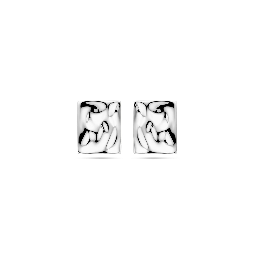 Ohrstecker gehämmert 15 mm Silber rhodiniert