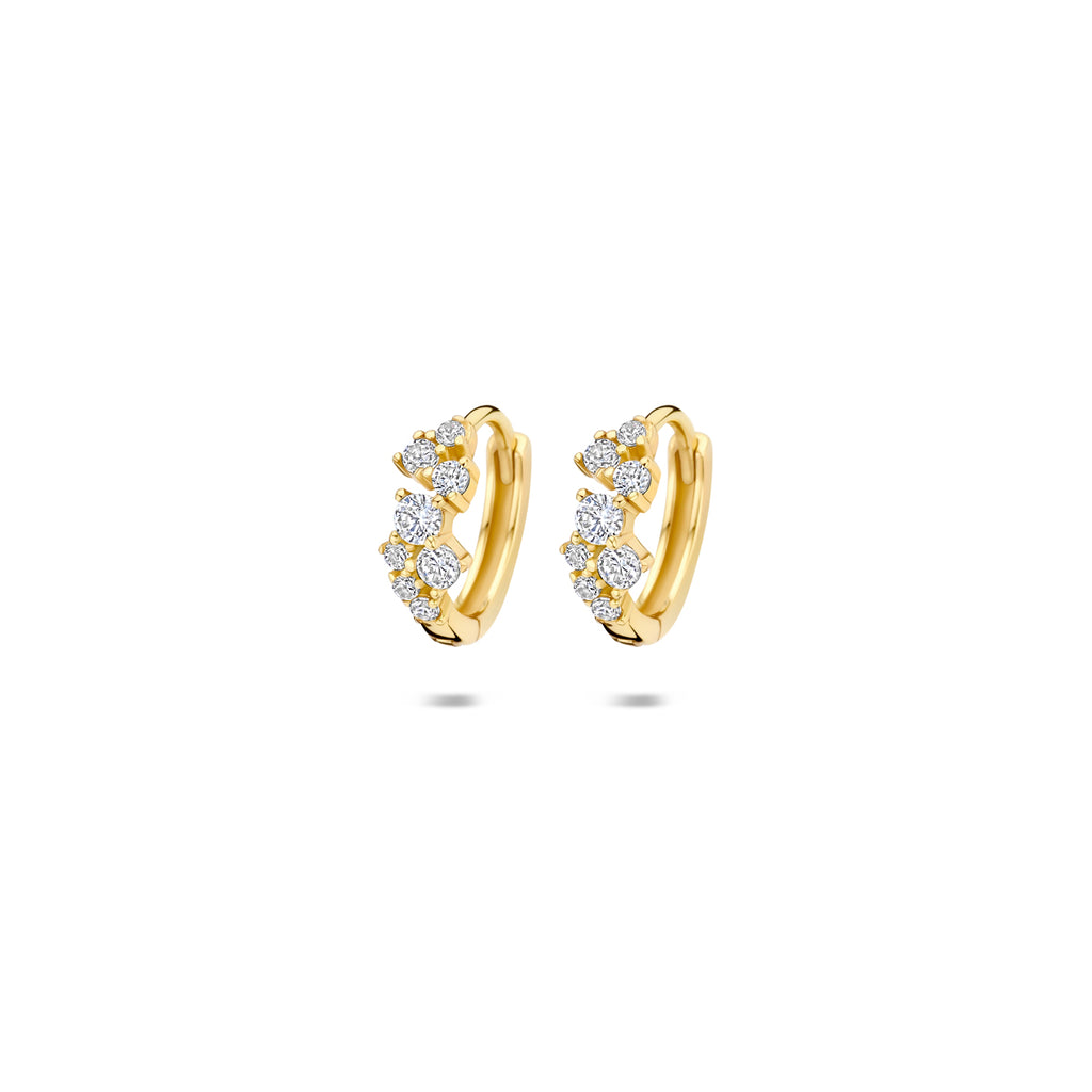 klapoorringen zirkonia 11 mm 1 micron zilver verguld (geel)