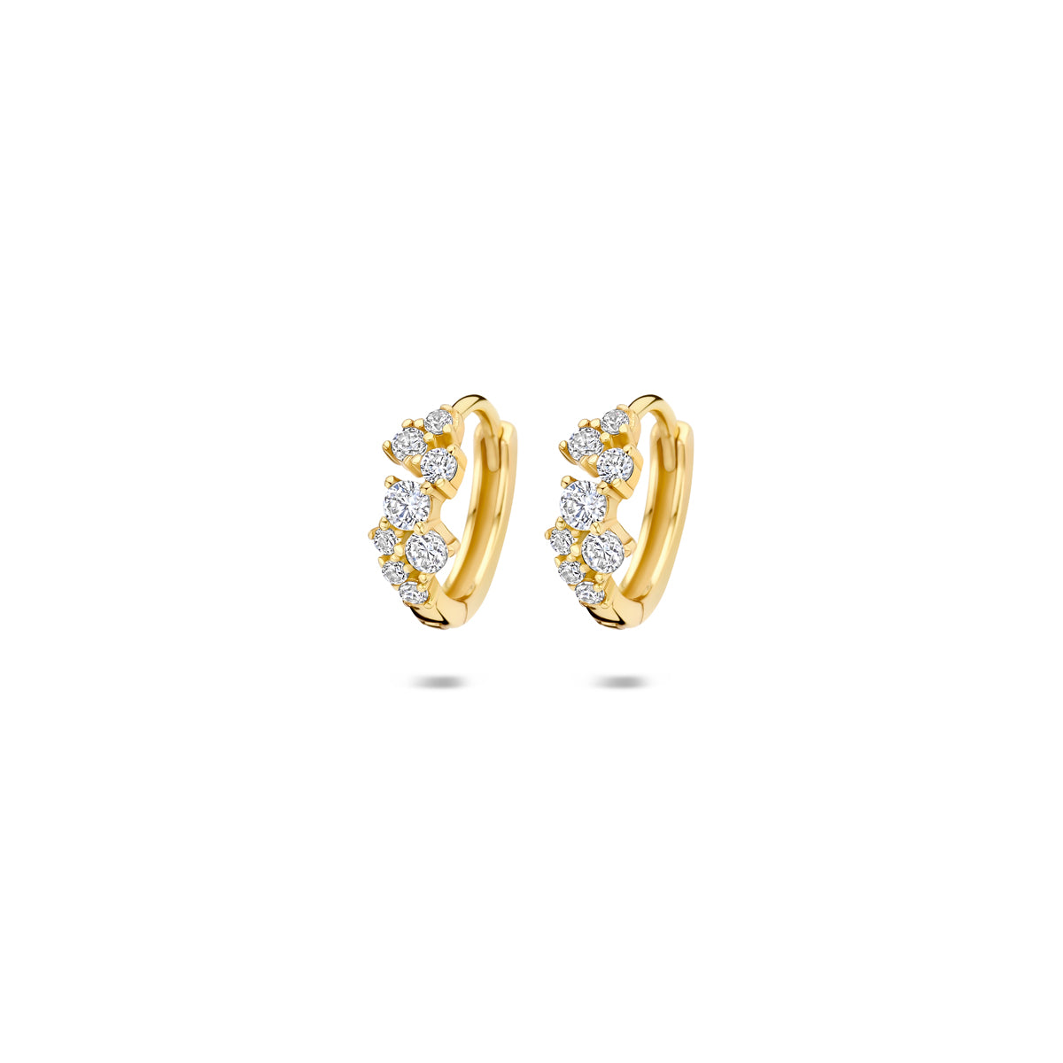 klapoorringen zirkonia 11 mm 1 micron zilver verguld (geel)
