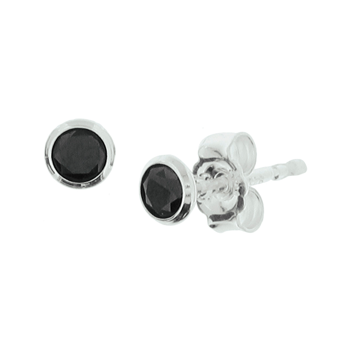 Ohrstecker schwarz Zirkonia Silber weiß