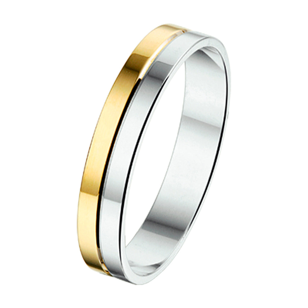 ring 4 mm zonder steen goud met zilver