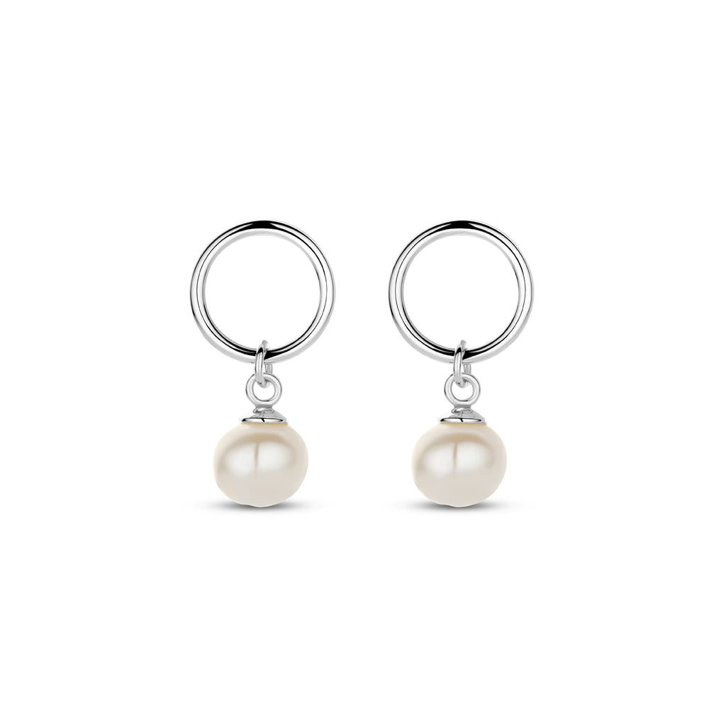 Ohrhänger Perle 17 mm rhodiniert Silber
