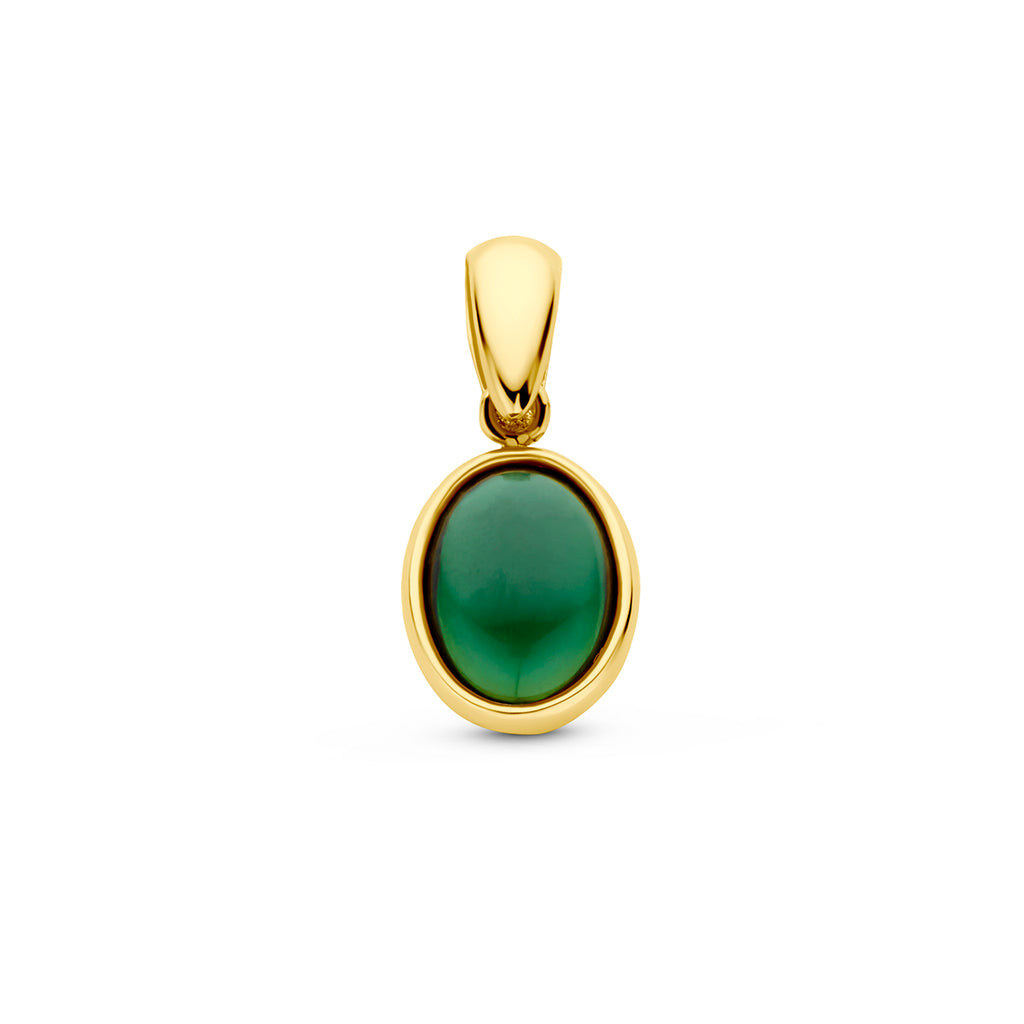 hanger groen toermalijn 14K geelgoud