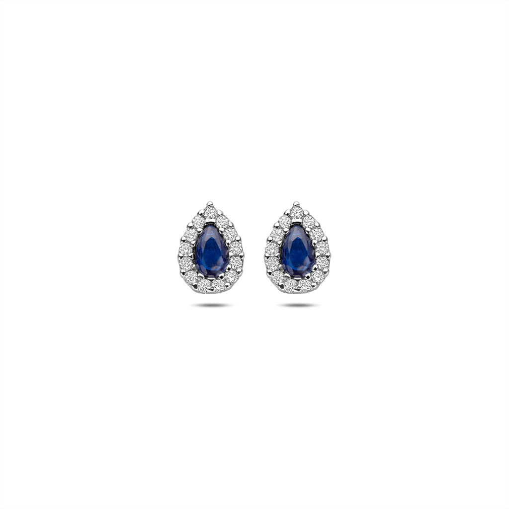Ohrstecker Saphir Zirkonia 8,5 mm Silber rhodiniert