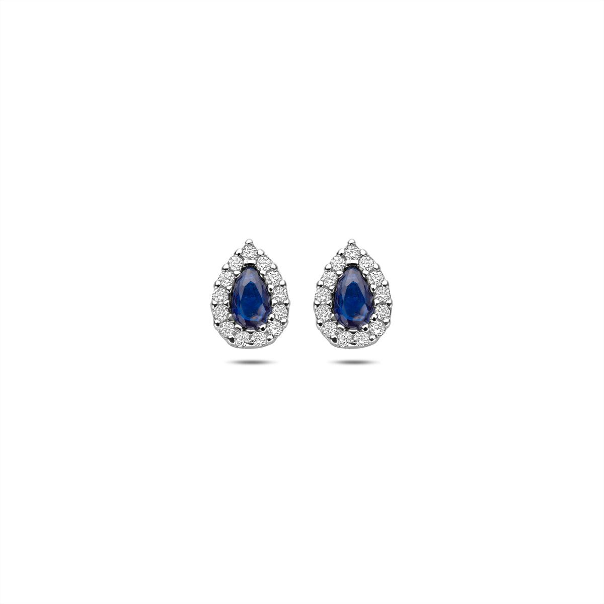Ohrstecker Saphir Zirkonia 8,5 mm Silber rhodiniert
