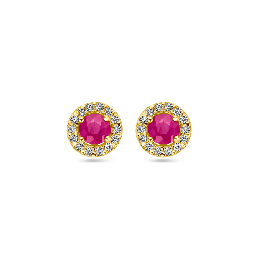 Ohrstecker Rubin und Zirkonia 14K Gelbgold