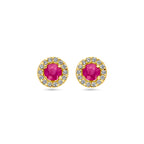 Ohrstecker Rubin und Zirkonia 14K Gelbgold