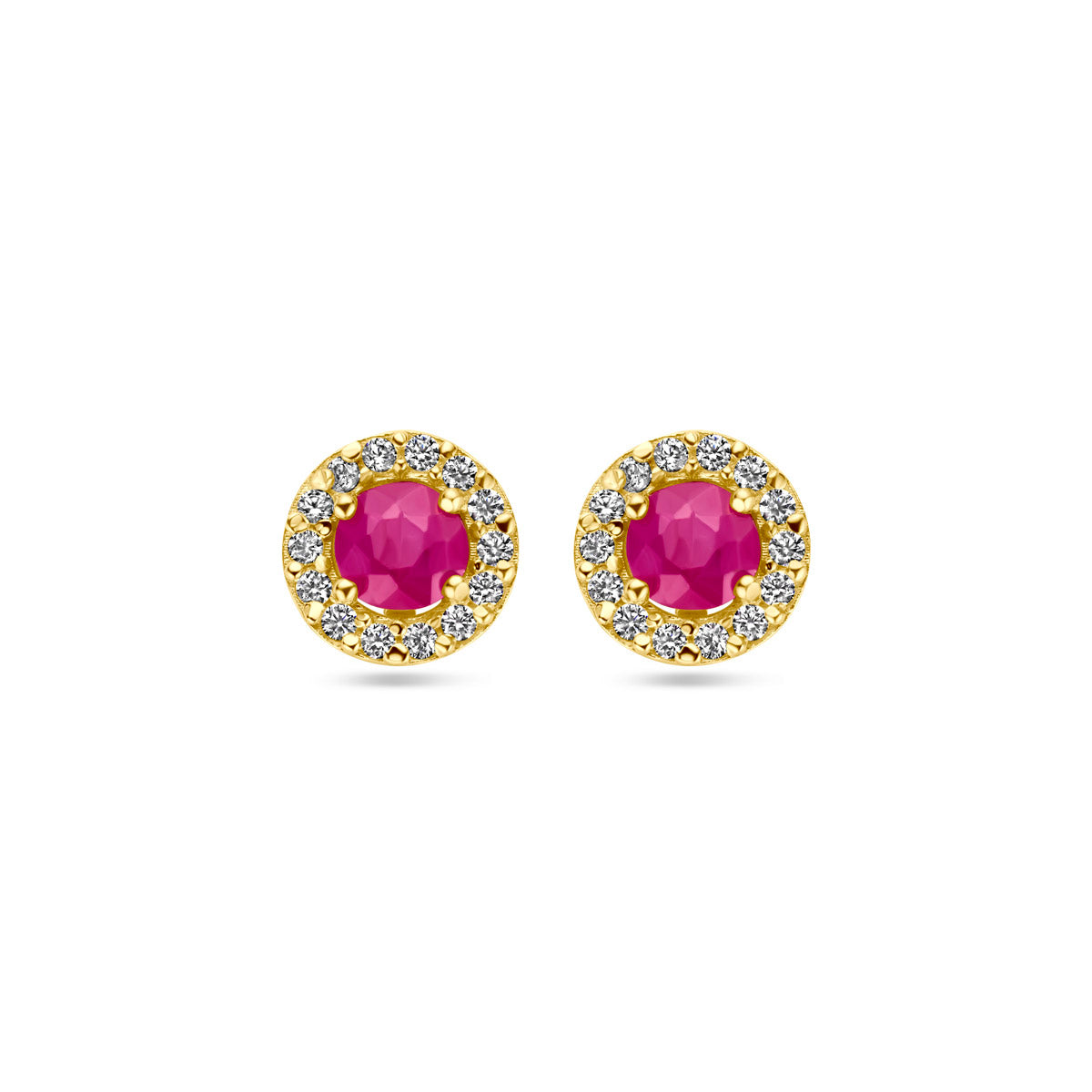 Ohrstecker Rubin und Zirkonia 14K Gelbgold