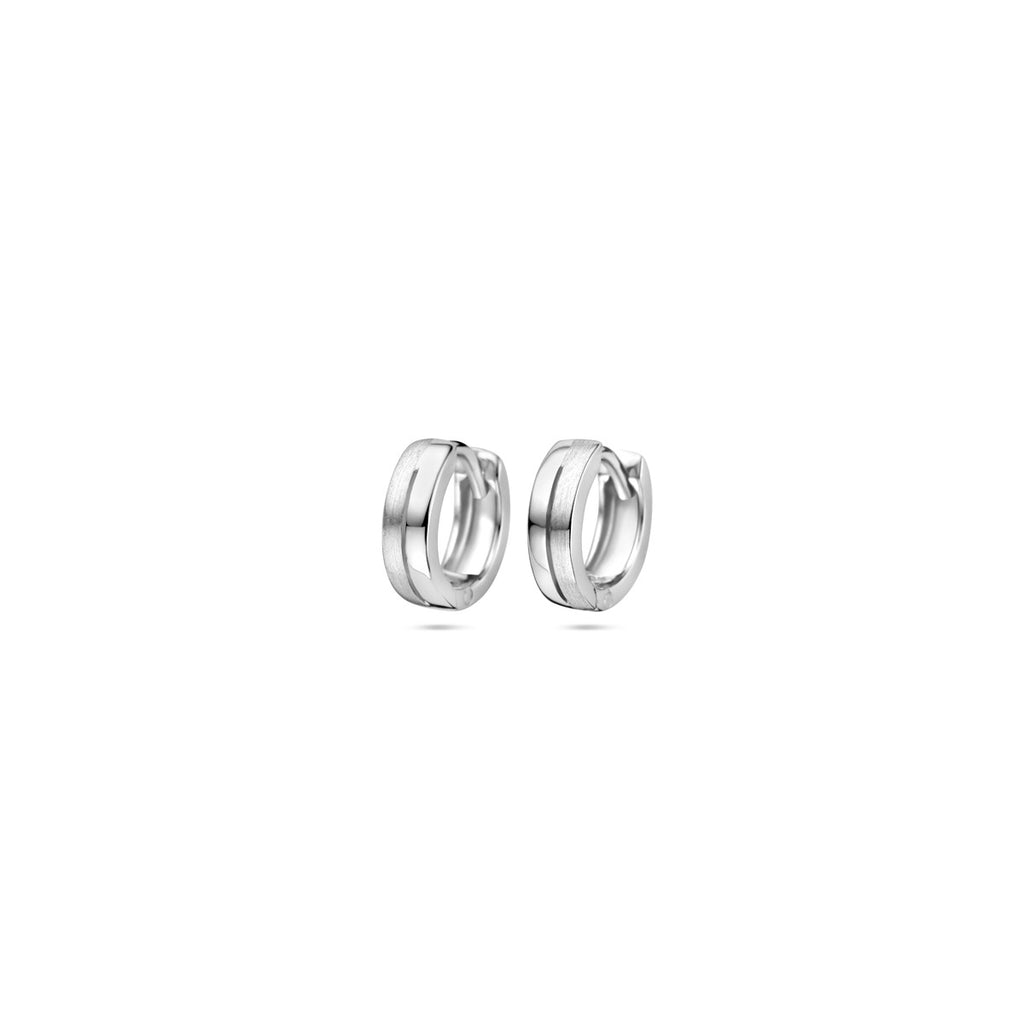 Klappohrringe flach poliert/matt 11,5 mm Silber rhodiniert