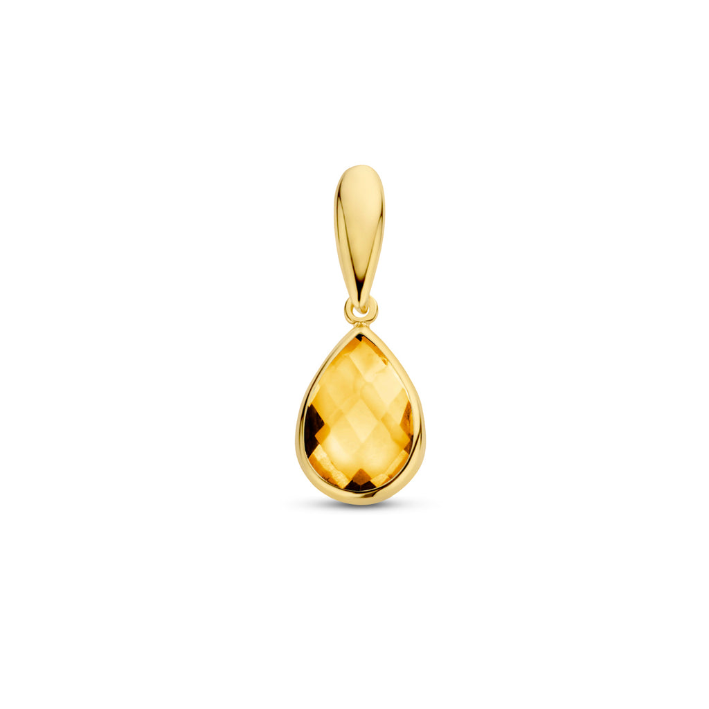 Anhänger Citrin 12,5 mm 14K Gelbgold