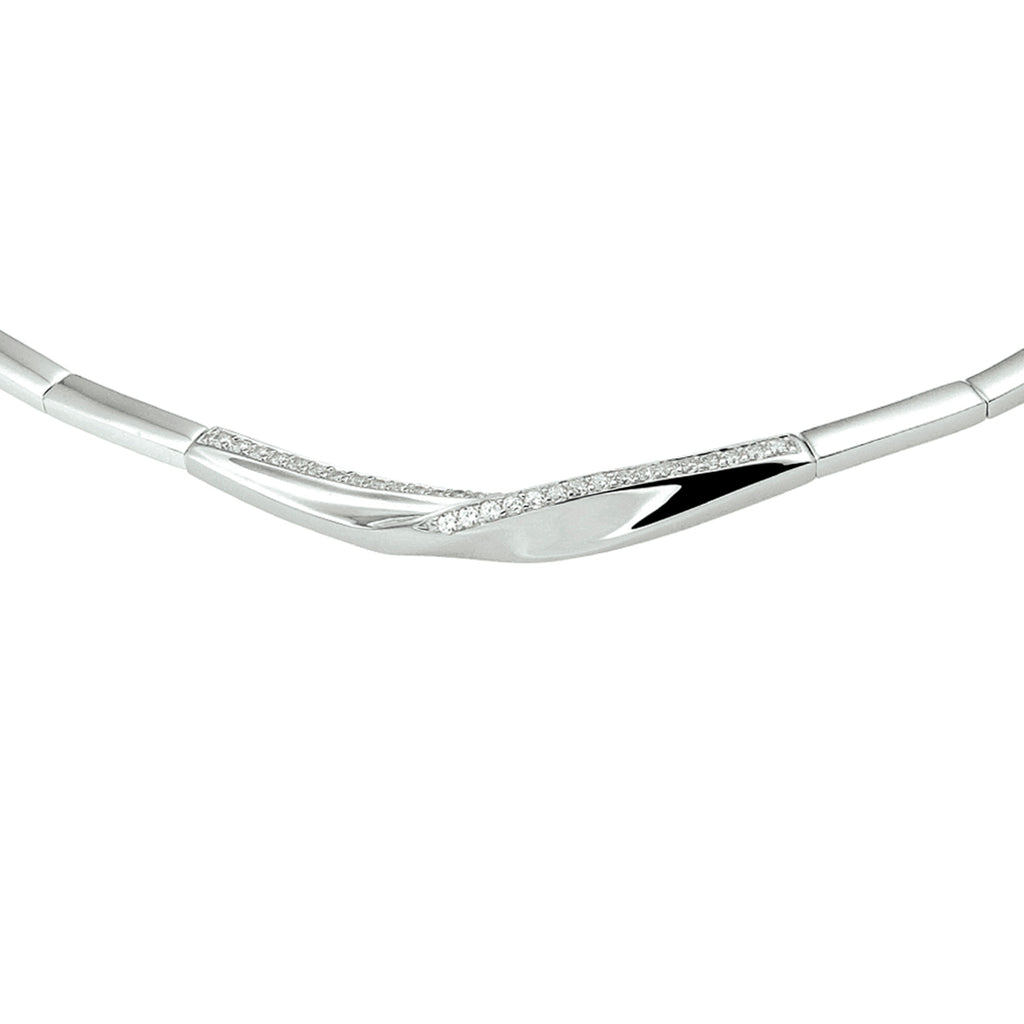 Halskette Zirkonia 43 + 3 cm Silber rhodiniert