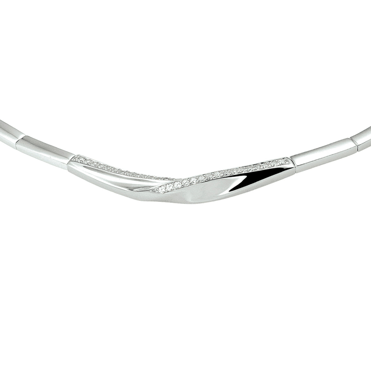 Halskette Zirkonia 43 + 3 cm Silber rhodiniert