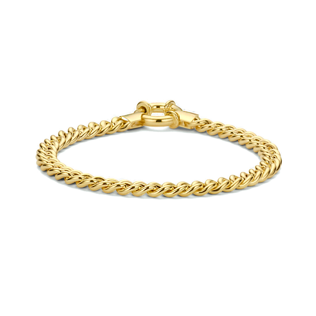 Armband Panzerkette 5,8 mm 19 cm 3 Mikron mit großem Federringverschluss silber vergoldet (gelb)