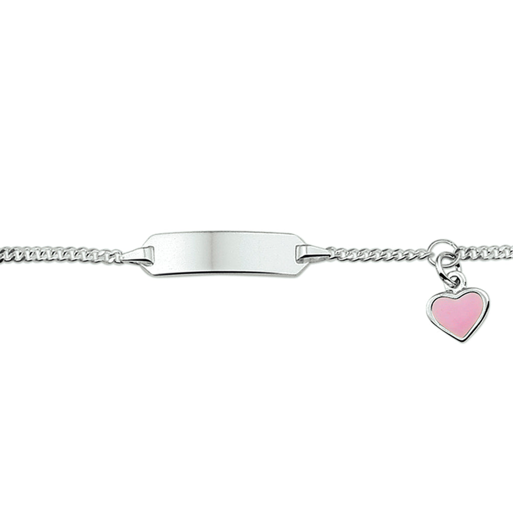 Gravurarmband Herz Emailleplatte 5,0 mm Silber weiß