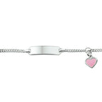 Gravurarmband Herz Emailleplatte 5,0 mm Silber weiß