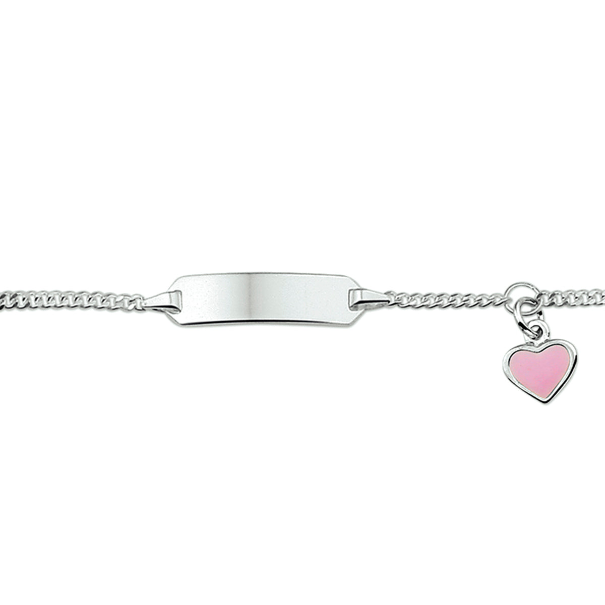 Gravurarmband Herz Emailleplatte 5,0 mm Silber weiß