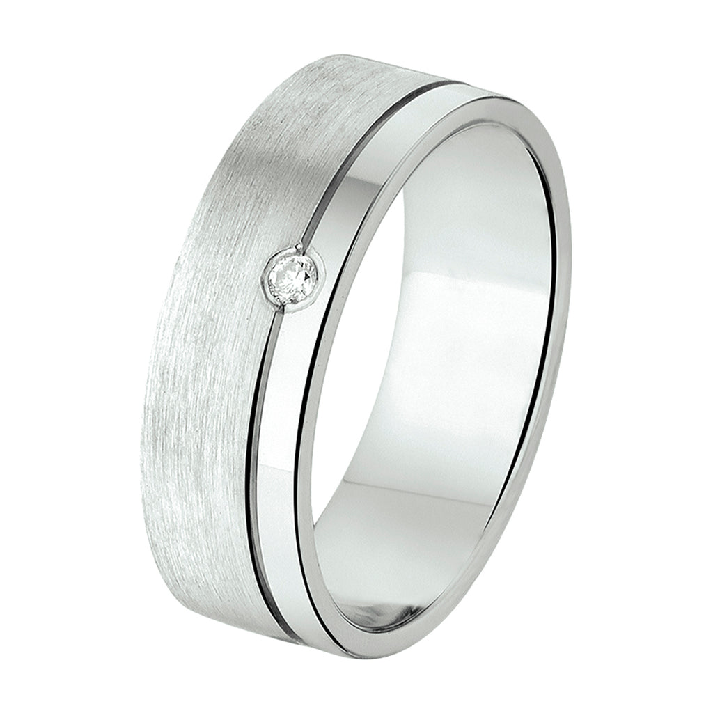 Ring A308 – 6 mm – 0,02 ct H SI Silber rhodiniert