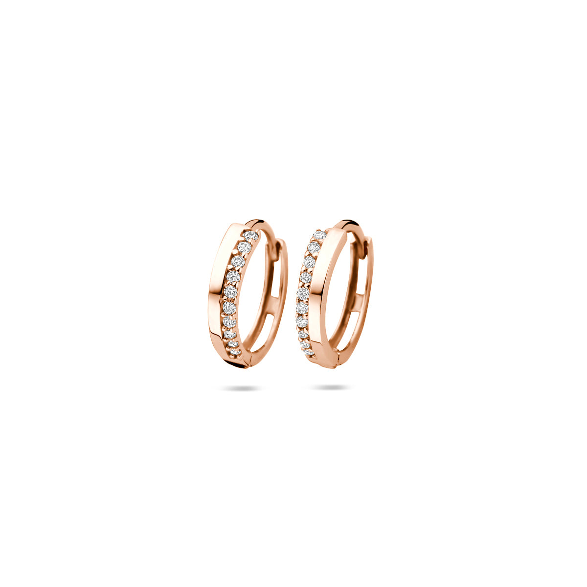 Klappcreolen Zirkonia 14K Roségold
