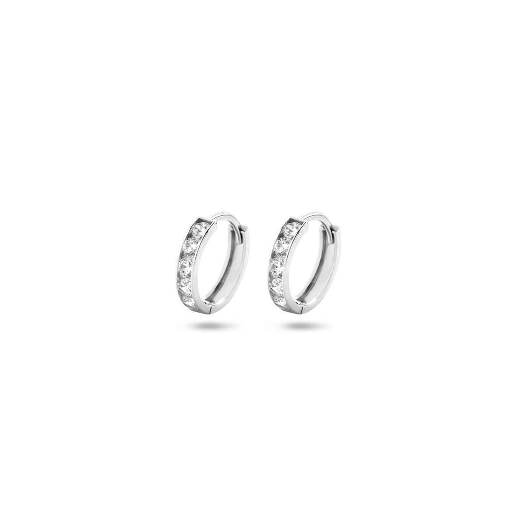 Klappcreolen Zirkonia 9 mm 14K Weißgold