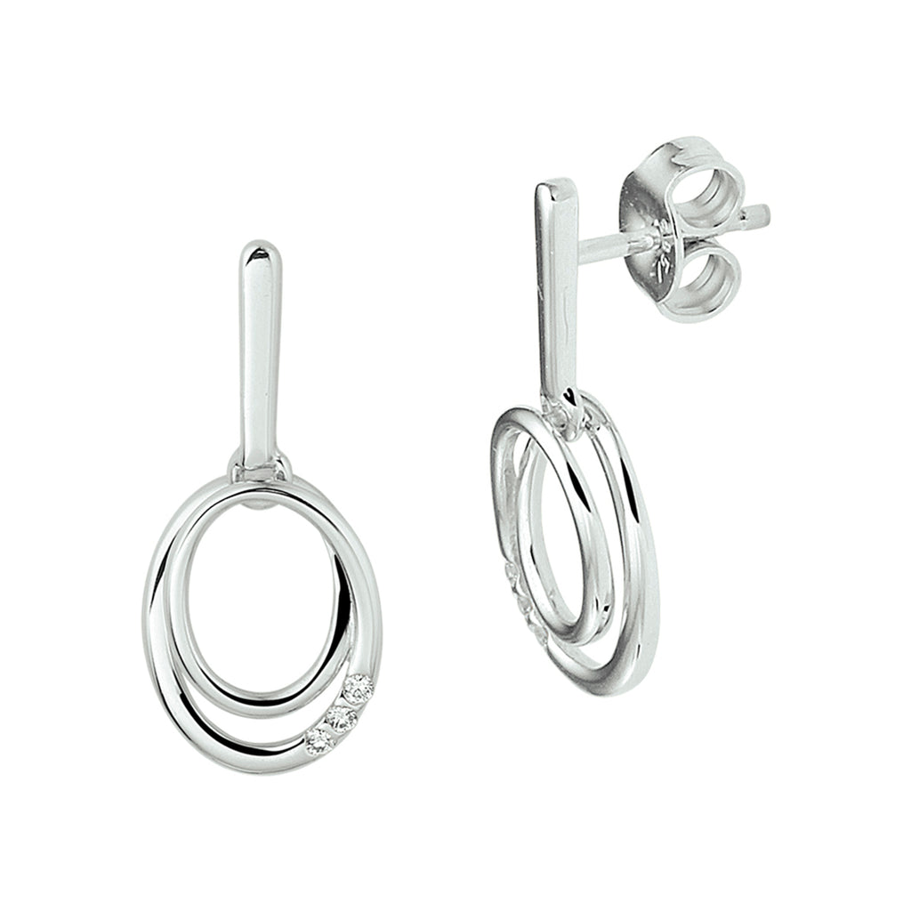 oorhangers diamant 0.04ct (2x0.02ct) h si 14K witgoud - ovaal
