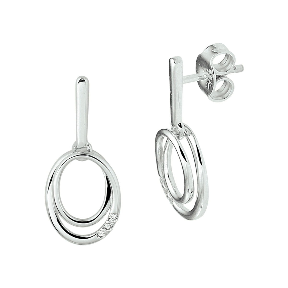 oorhangers diamant 0.04ct (2x0.02ct) h si 14K witgoud - ovaal