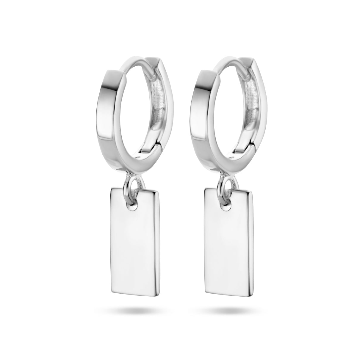 klapoorring hanger rechthoek zilver gerhodineerd - rechthoek