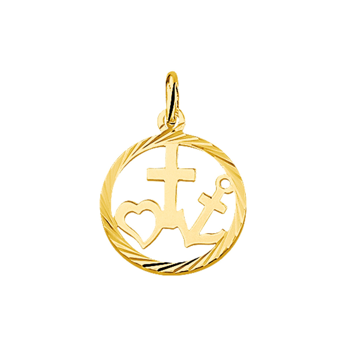 hanger geloof, hoop en liefde gediamanteerd 14K geelgoud