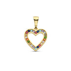 Anhänger Herz Regenbogen Zirkonia 14K Gelbgold