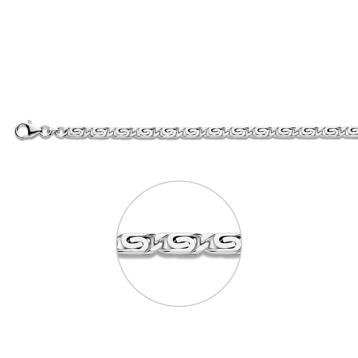 grieks 4,5 mm zilver wit