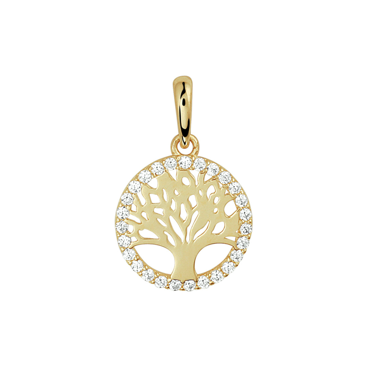 Anhänger Lebensbaum Zirkonia 14K Gelbgold