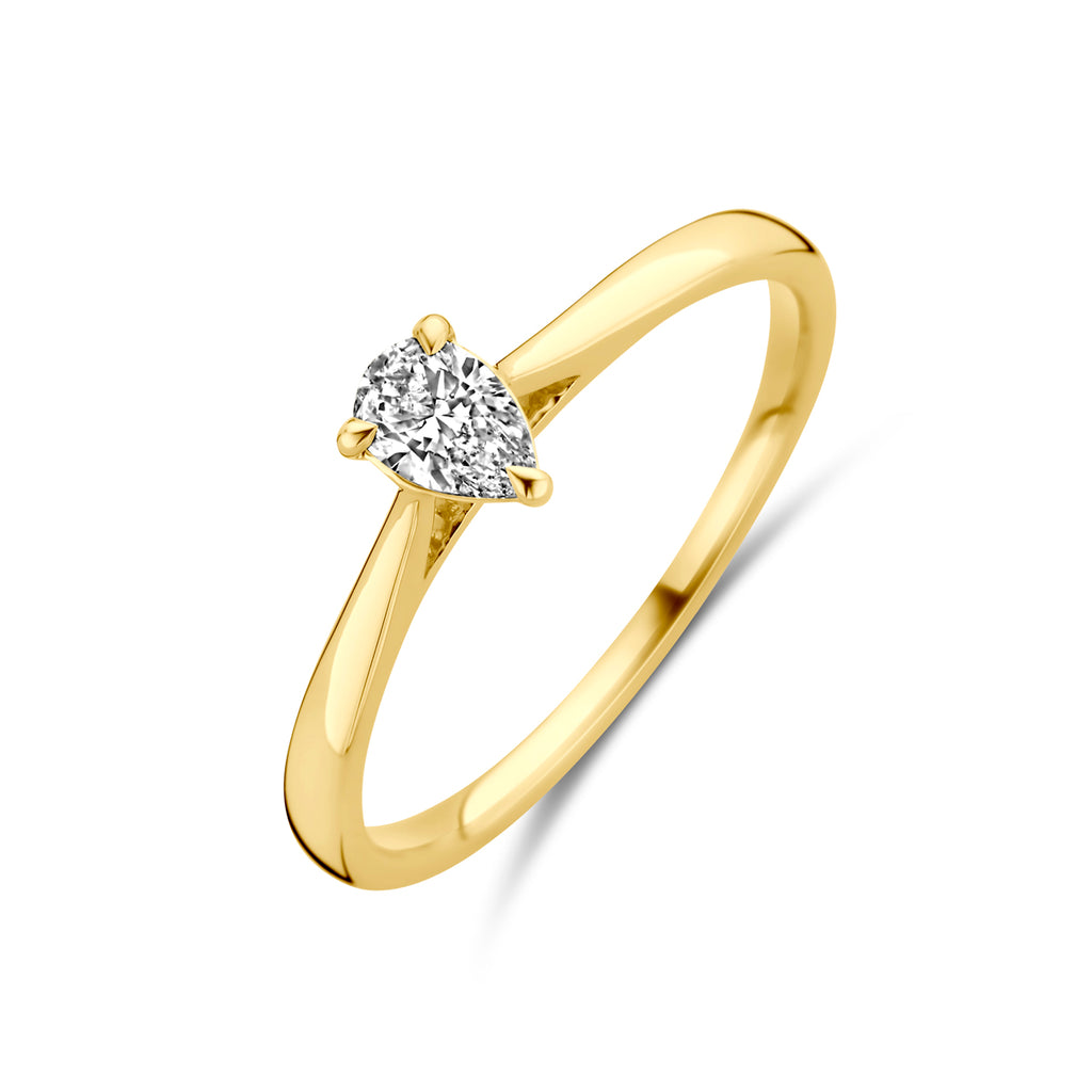 ring lab grown diamant 0.25ct h si 14K geelgoud