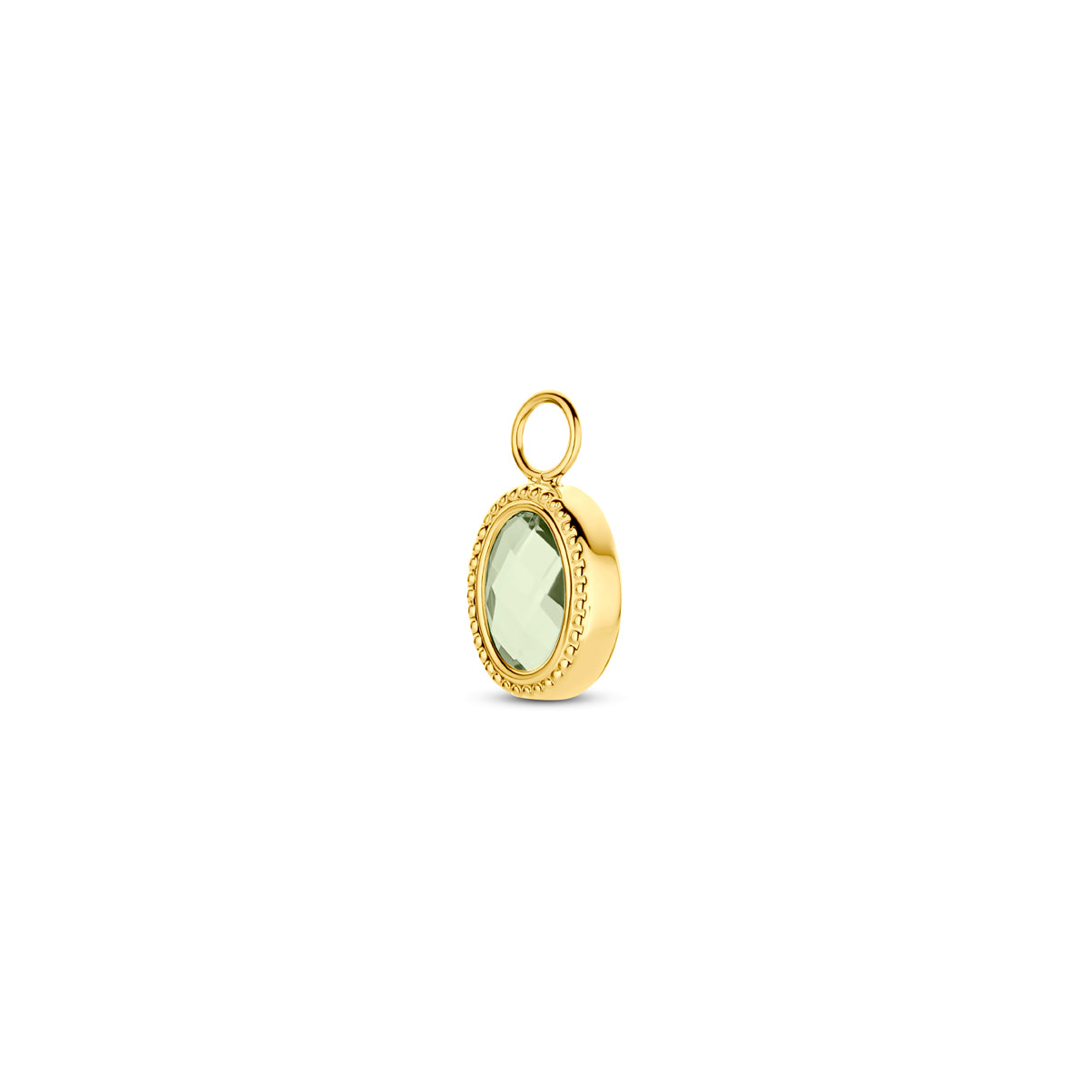 Ohrringanhänger grüne Amethyst einzeln 14K Gelbgold