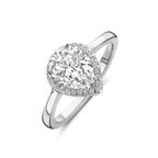 ring wit zirkonia halo zilver gerhodineerd