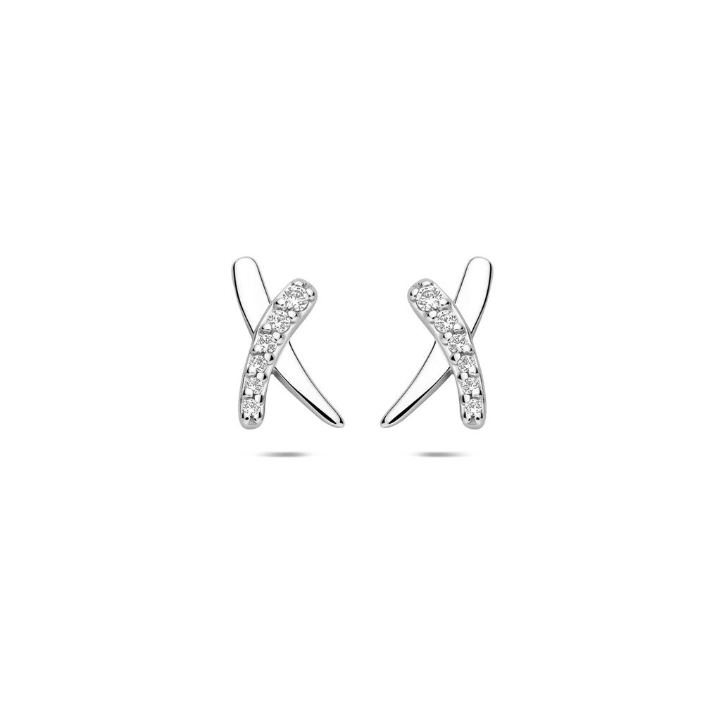 oorknoppen zirkonia 10 mm zilver gerhodineerd