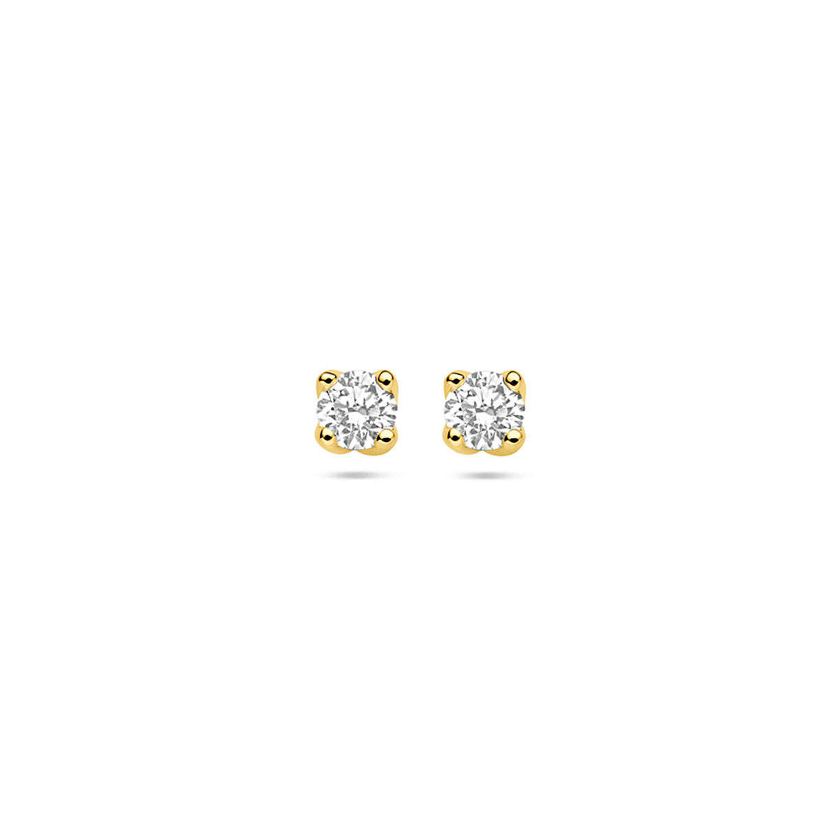 oorknoppen lab grown diamant 0.20ct. (2x 0.10ct) h si 3,25 mm 14K geelgoud