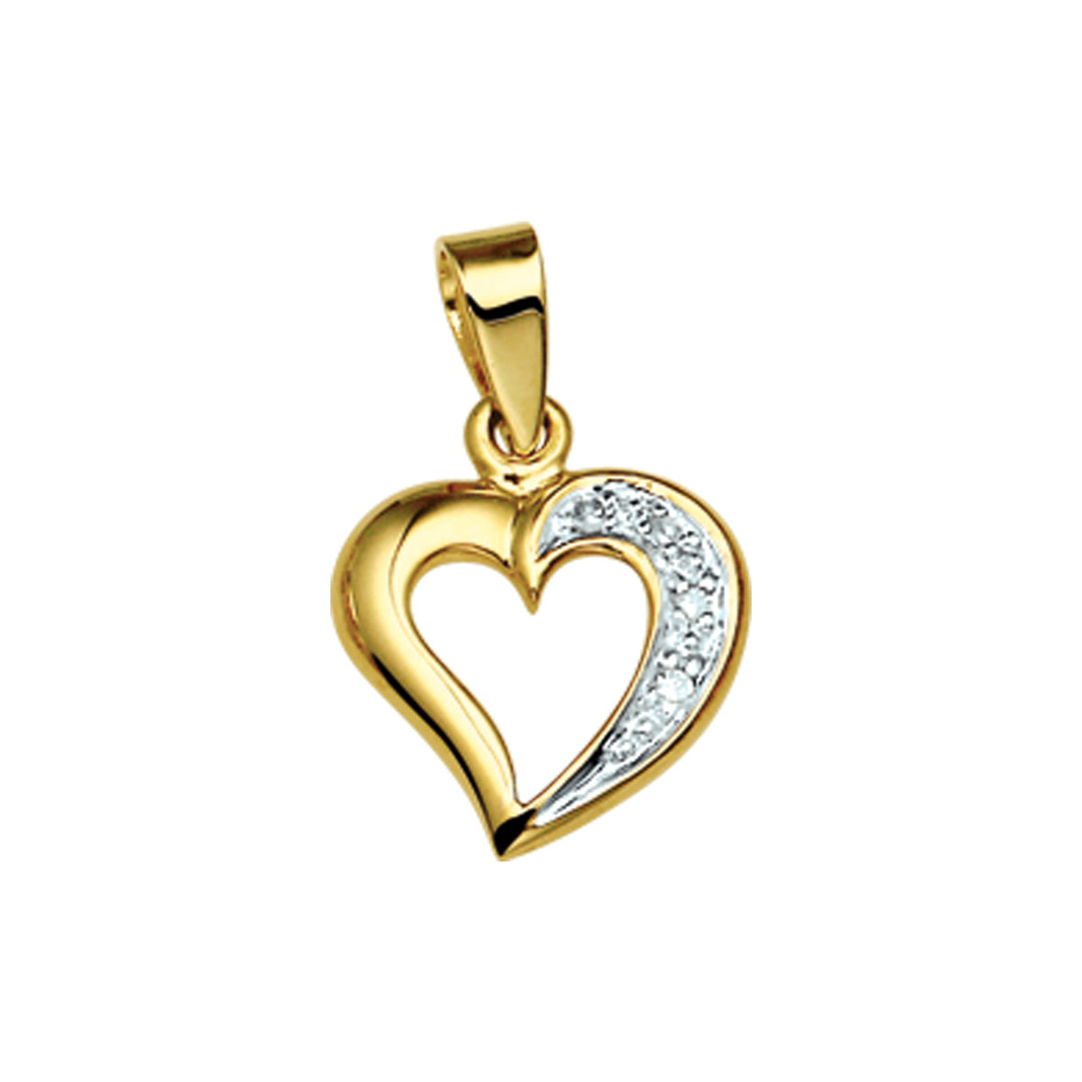hanger hart diamant 0.018 ct. 14K geelgoud