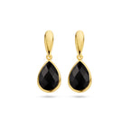 oorhangers onyx 20 mm 14K geelgoud