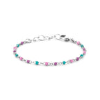 armband bolletjes gekleurd emaille 11 + 2 cm zilver gerhodineerd