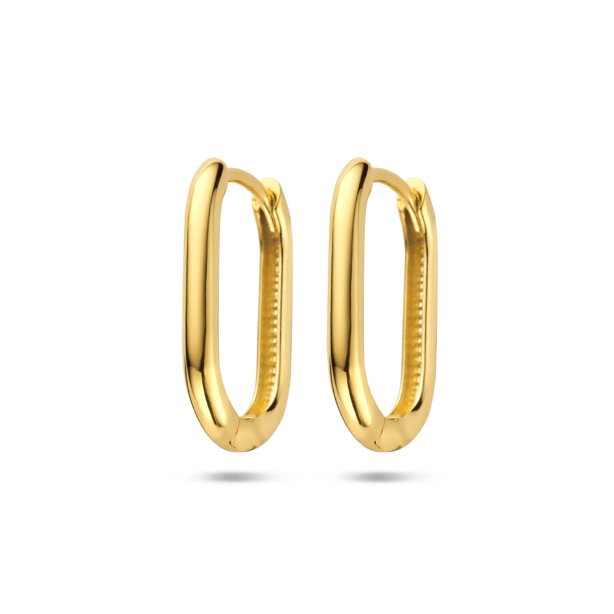 klapoorringen paperclip 14K geelgoud - ovaal