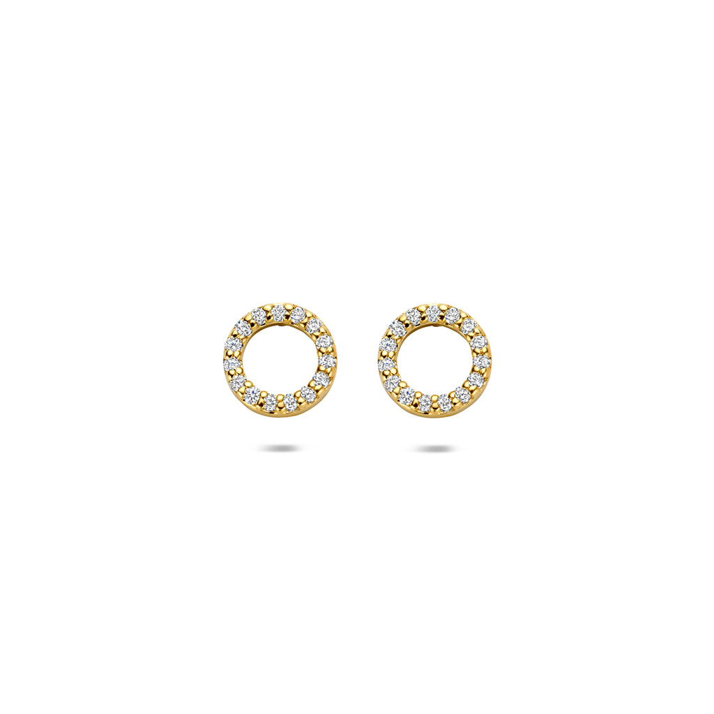 oorknoppen rondje lab grown diamant 0.16ct (2x 0.08ct) g vs 7 mm 14K geelgoud - rondje,bolletje,ringetje,draad