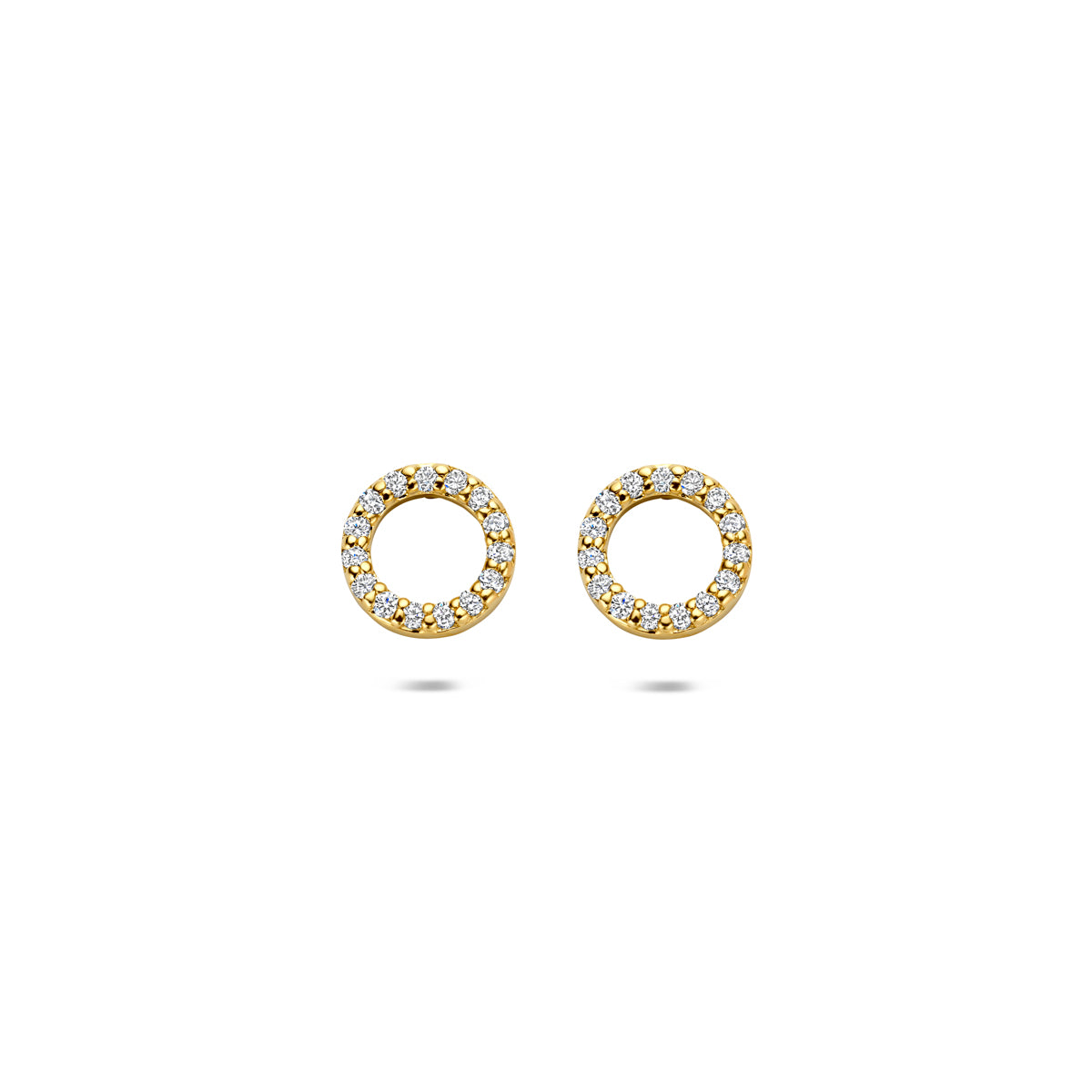oorknoppen rondje lab grown diamant 0.16ct (2x 0.08ct) g vs 7 mm 14K geelgoud - rondje,bolletje,ringetje,draad