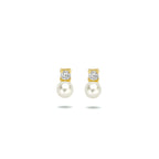 Ohrstecker Perle und Zirkonia 14K Gelbgold