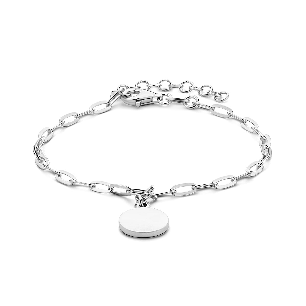 Armband Paperclip flache Röhre rund 2,7 mm 16 + 3 cm rhodiniert Silber