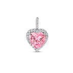 Anhänger Herz weiß und rosa Zirkonia Halo Silber rhodiniert